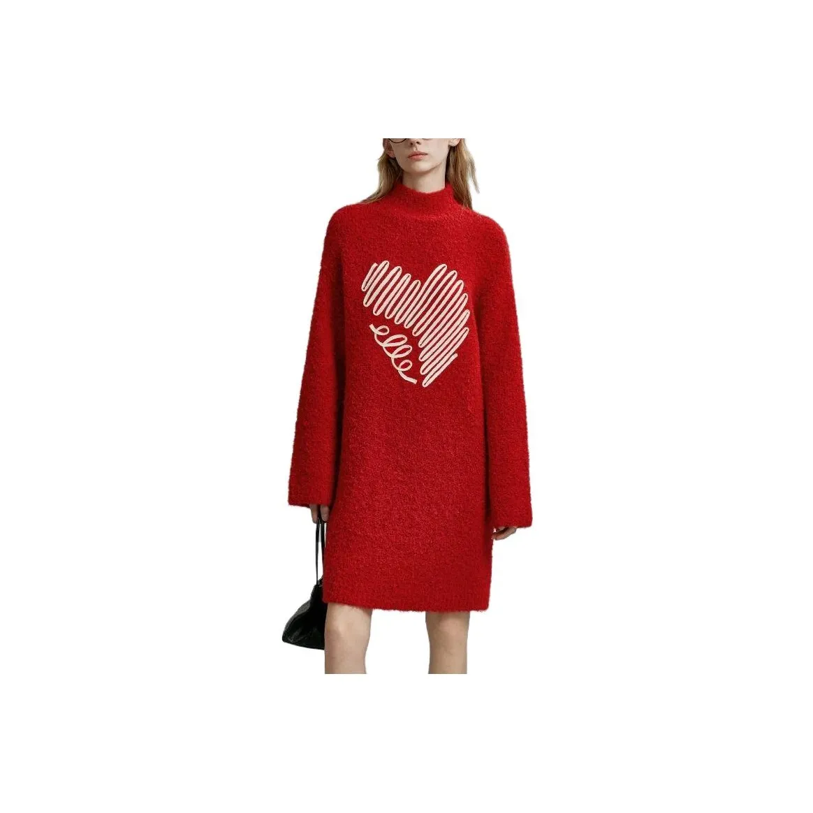 ELLE Длинное платье с длинными рукавами женское красное