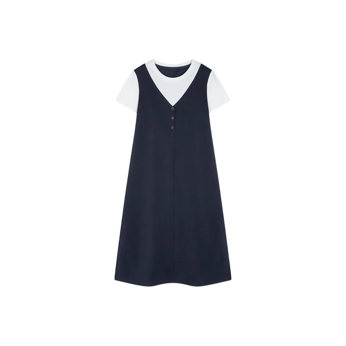 Mo Han Yi Mei Платье Женское Темно-синий и Белый