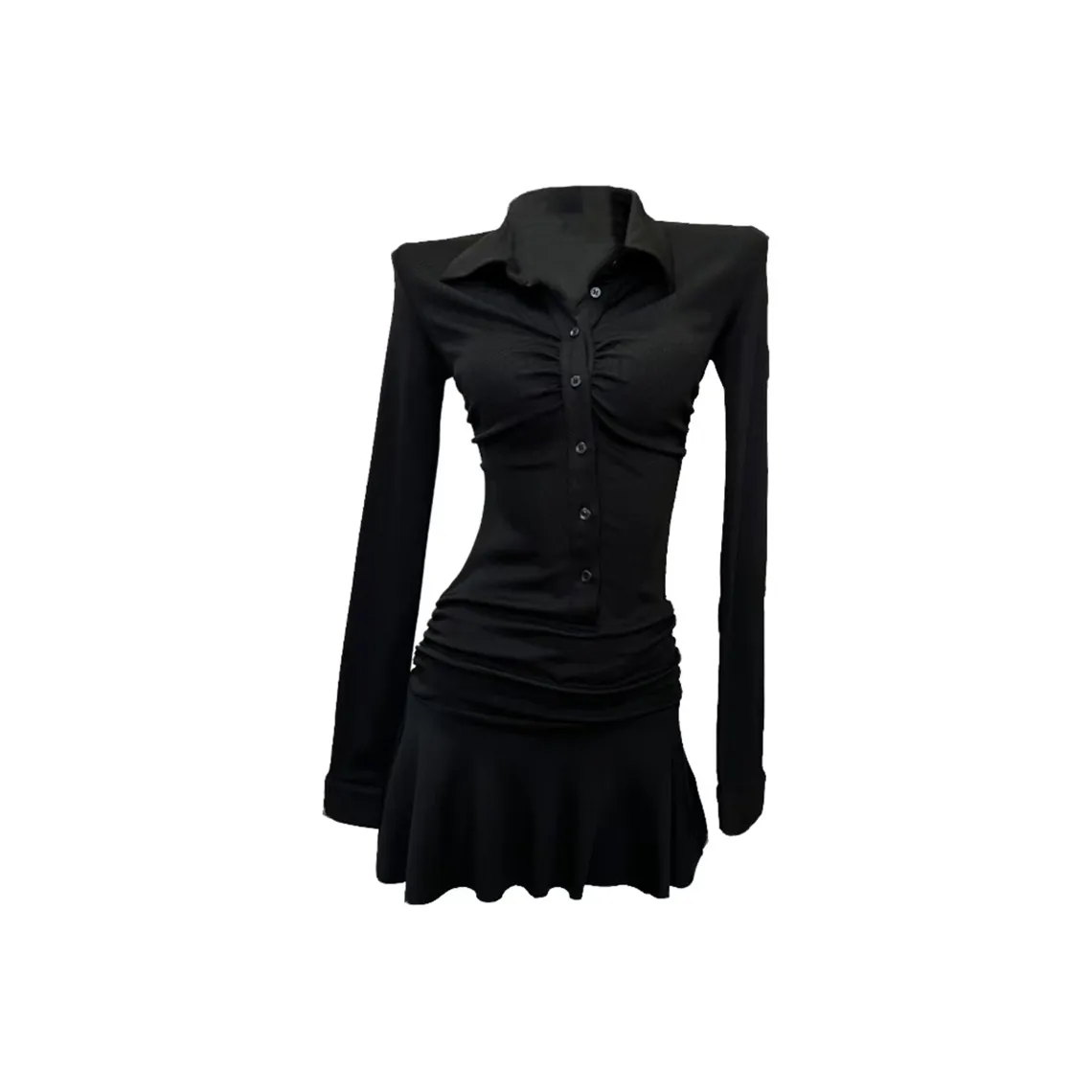 JOSR Длинное платье с длинными рукавами женское черное