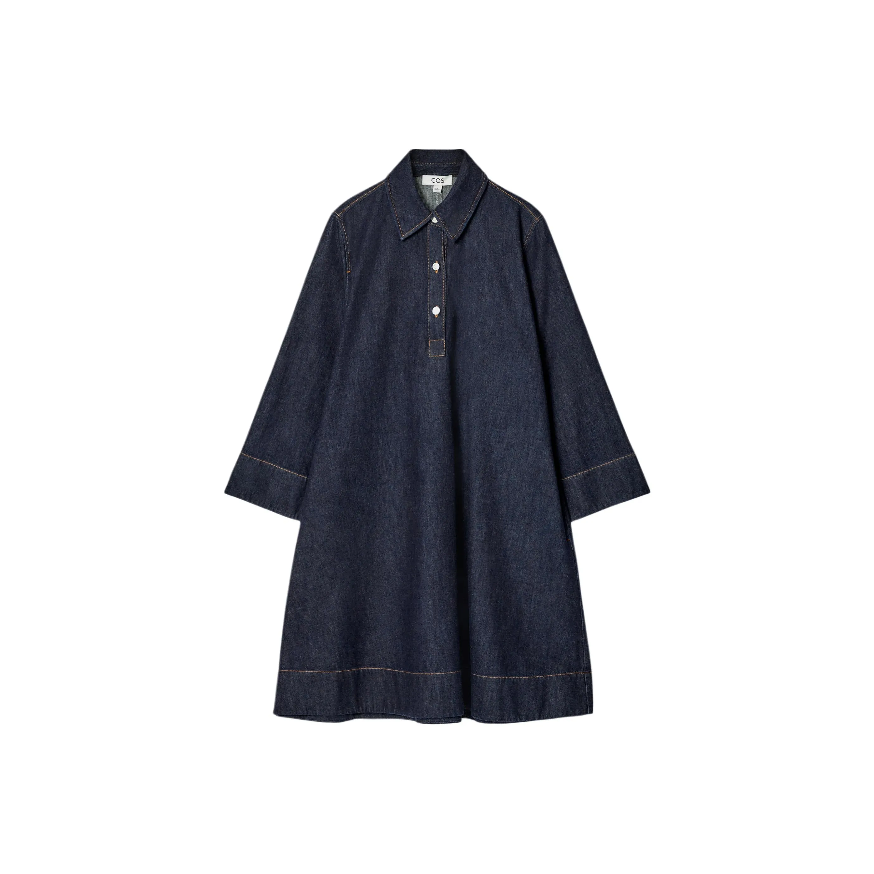 COS Длинное платье с длинными рукавами женское темно-синий