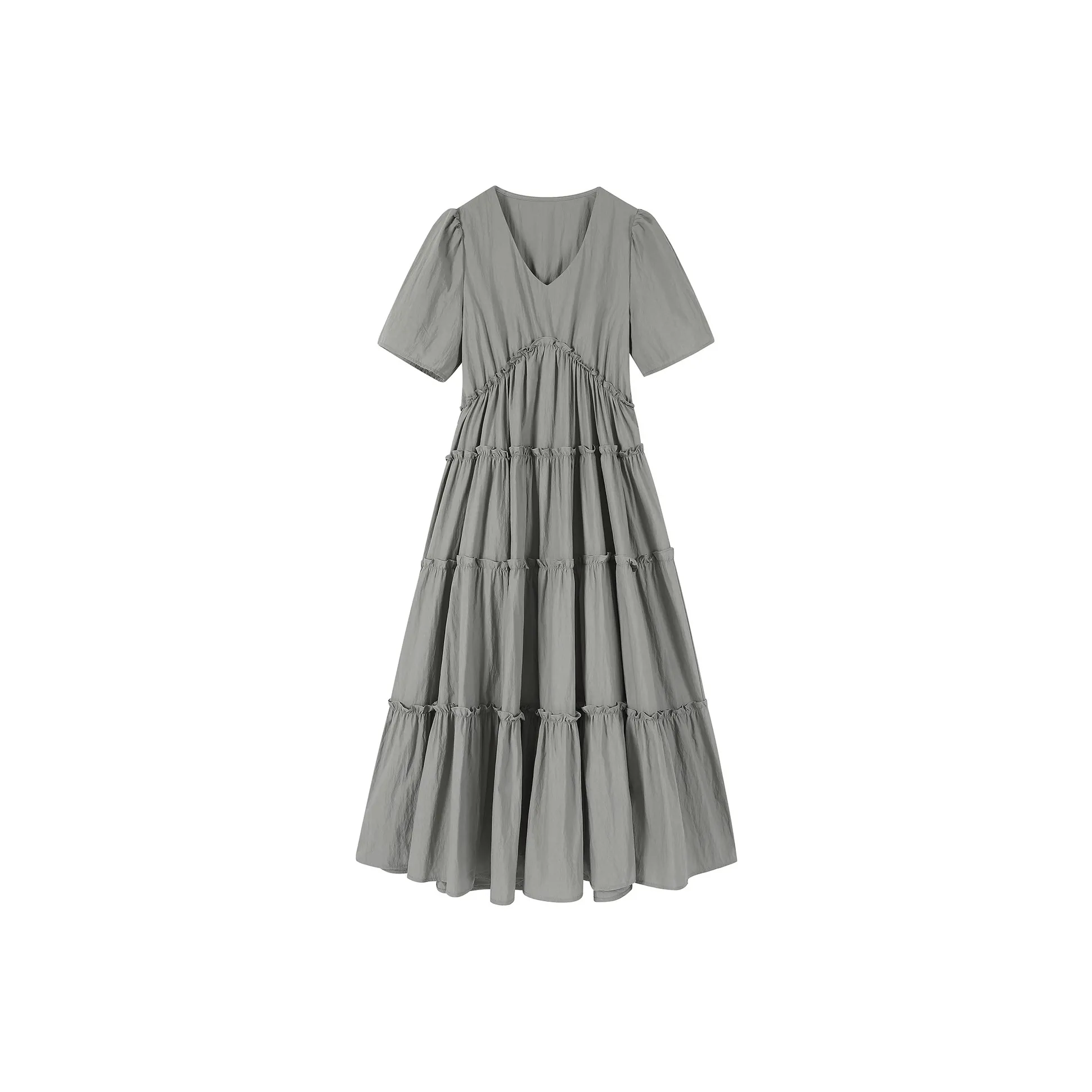 ARIADNAW STUDIO Короткий рукав Платье Женское Серое