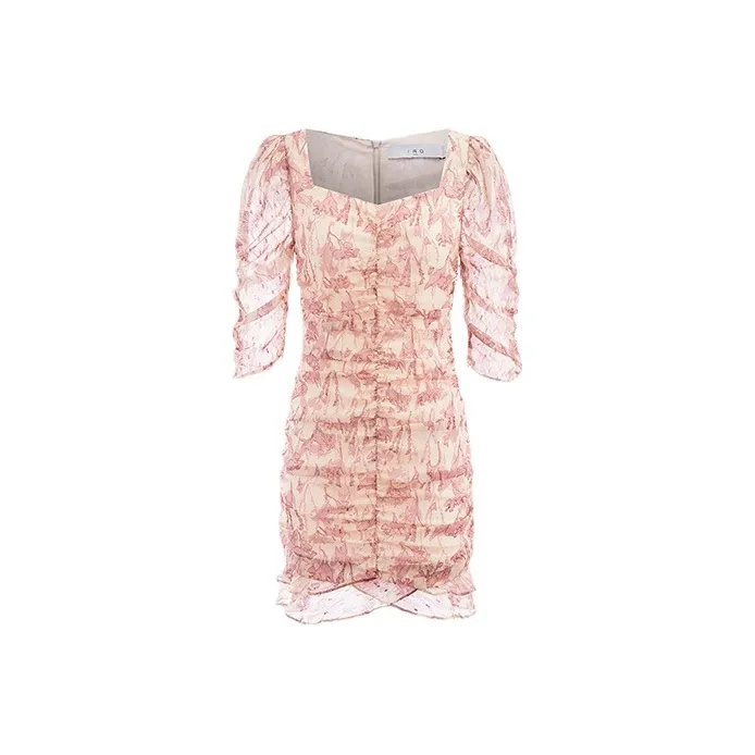 IRO NIGHT Short Sleeved Dress Women's Cherry Blossom Pink