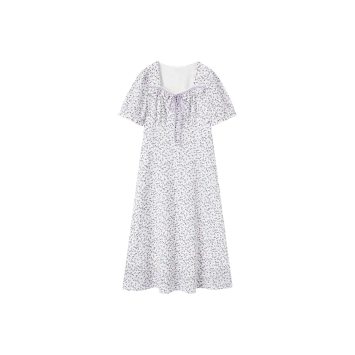 EICHITOO Короткое платье с короткими рукавами женское светло-фиолетовое с узором