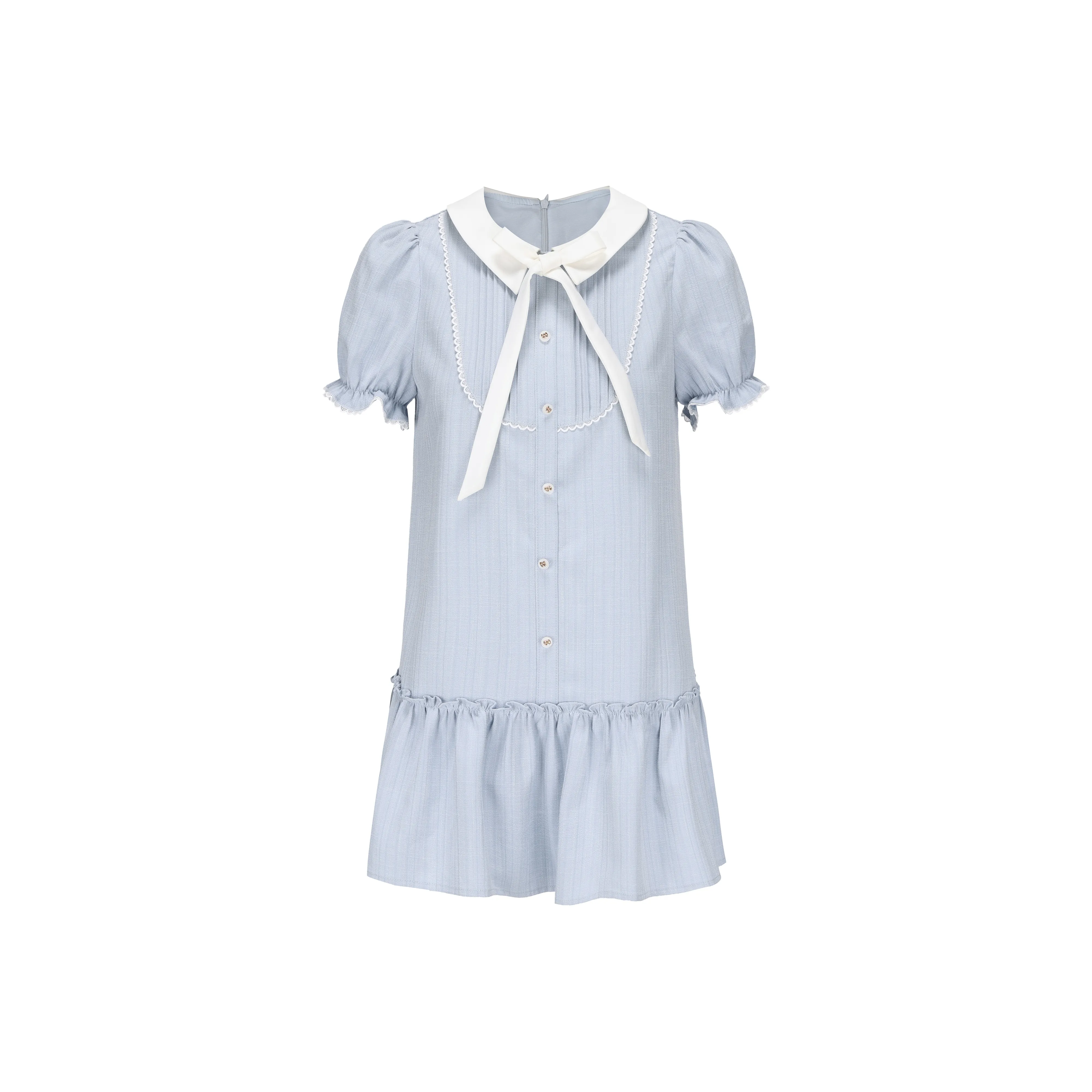 CHIWAWAMEME Short Sleeved Dresses Women's Sea Salt Blue With White Accents