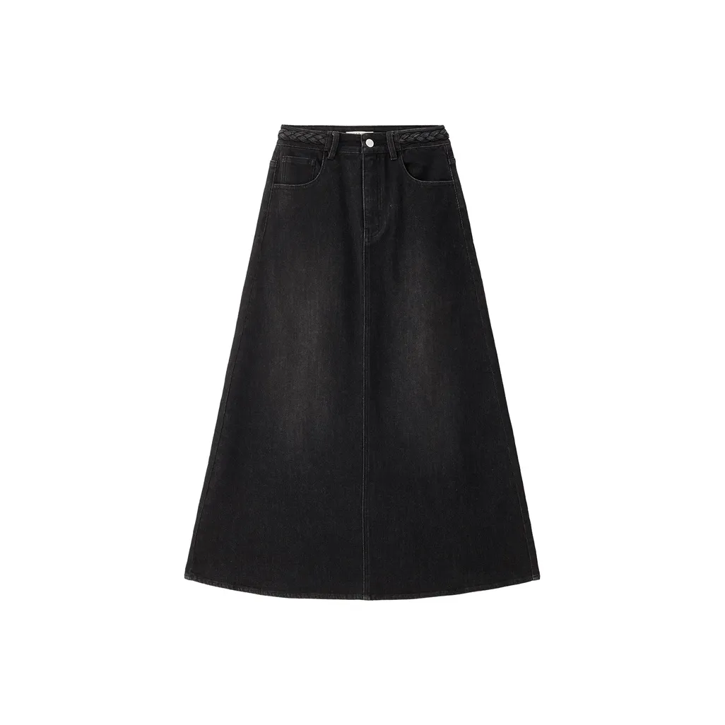 Giordano Denim Длинная Юбка Женская Черная