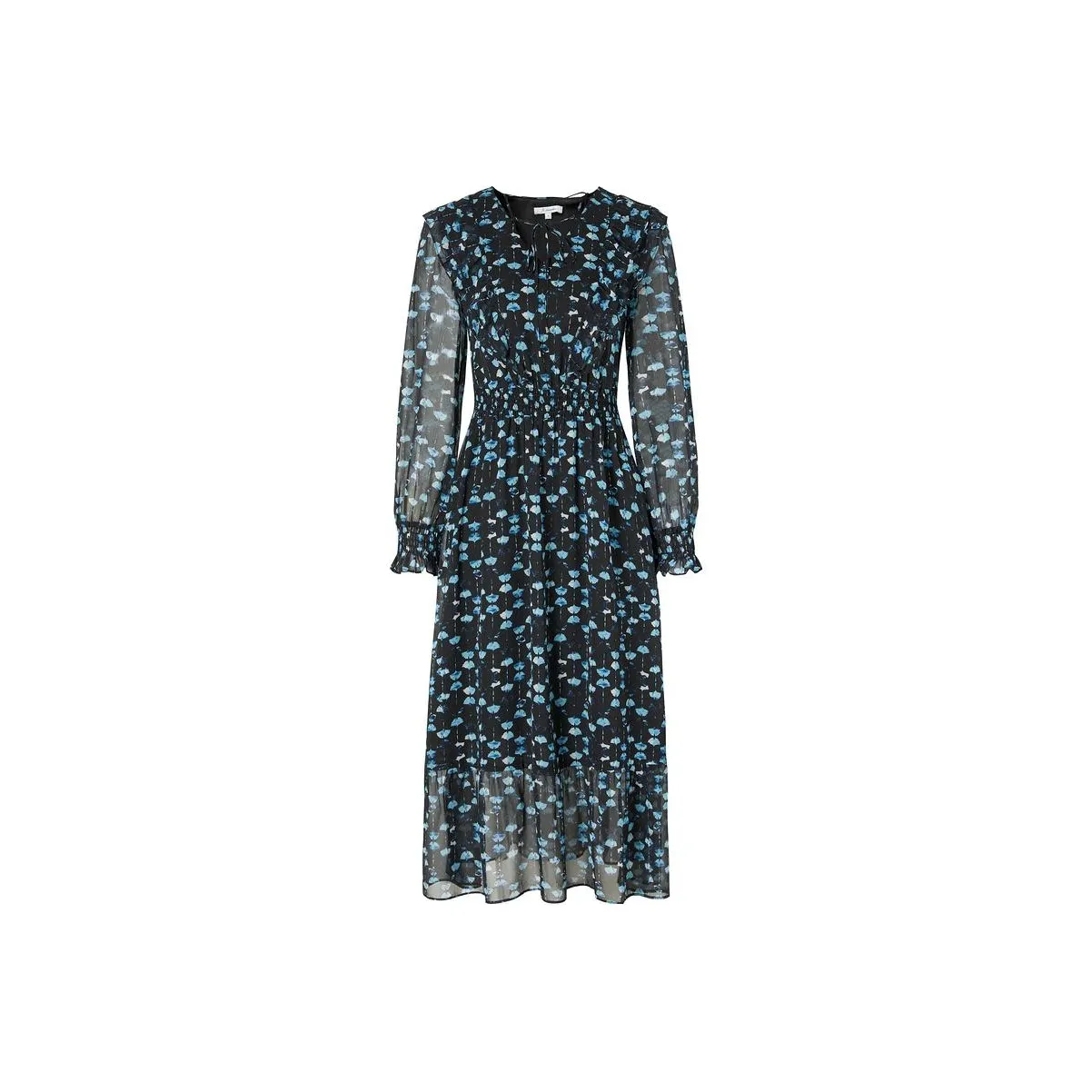 JZ Juzui Long Sleeved Dress Women's Floral Black