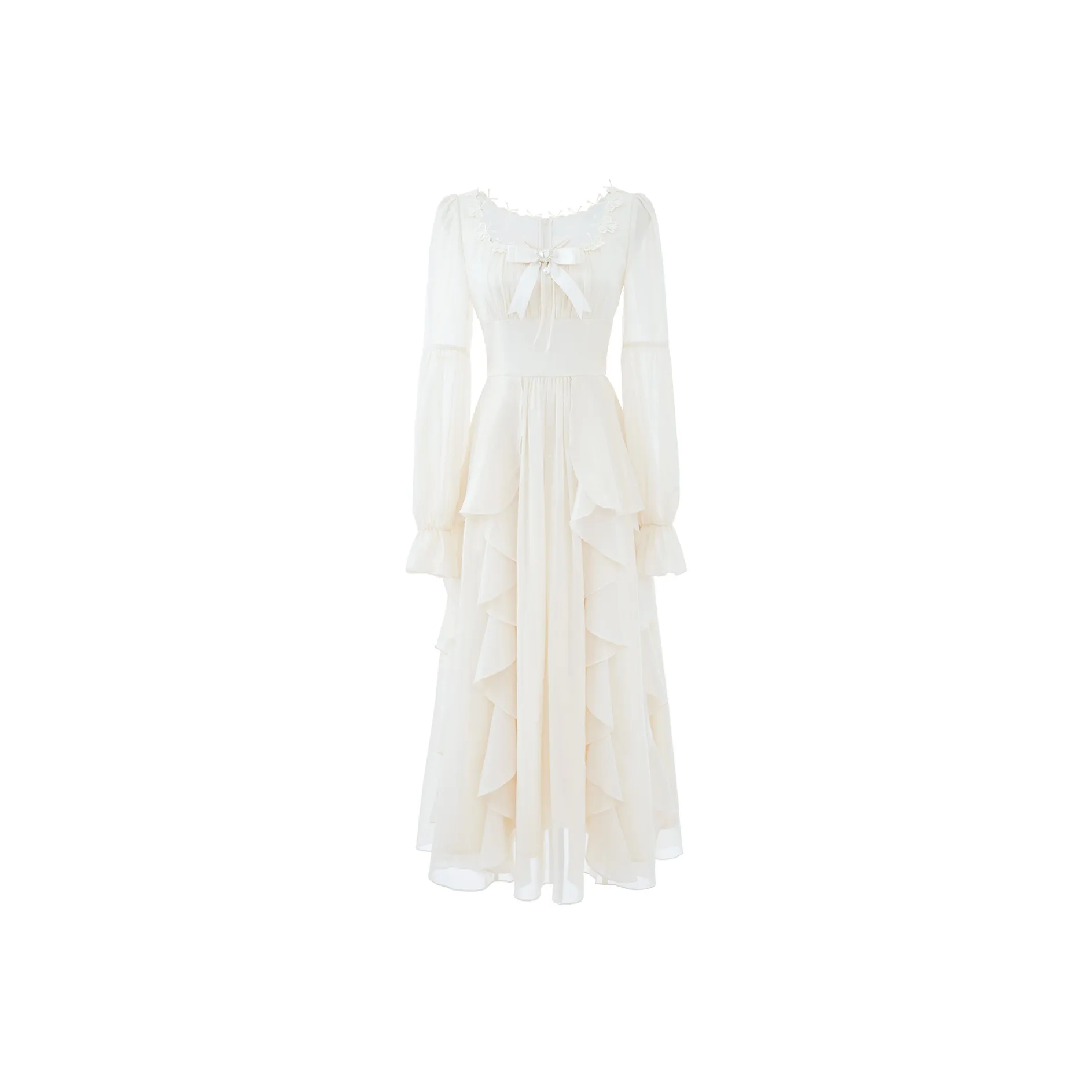 Blovelan Long Sleeved Dress Women's Fairy Apricot