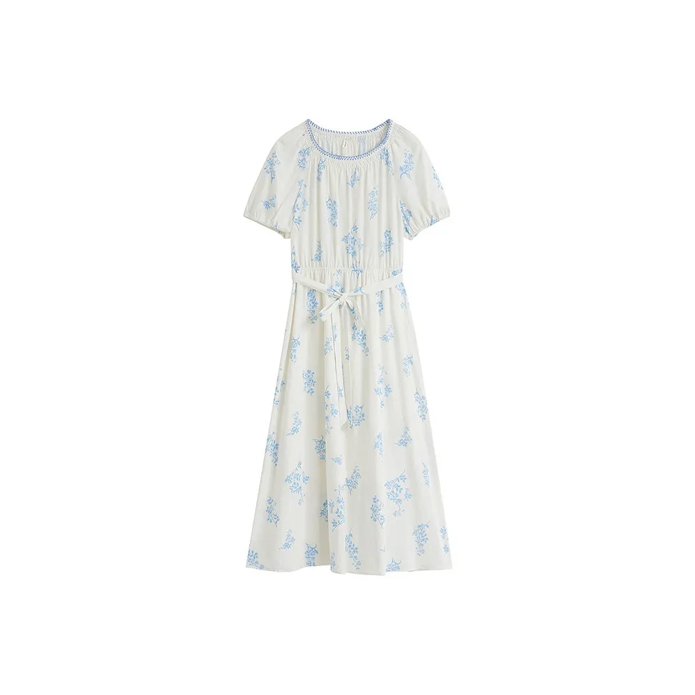 Inman Short Sleeved Dress Women's Blue Floral
