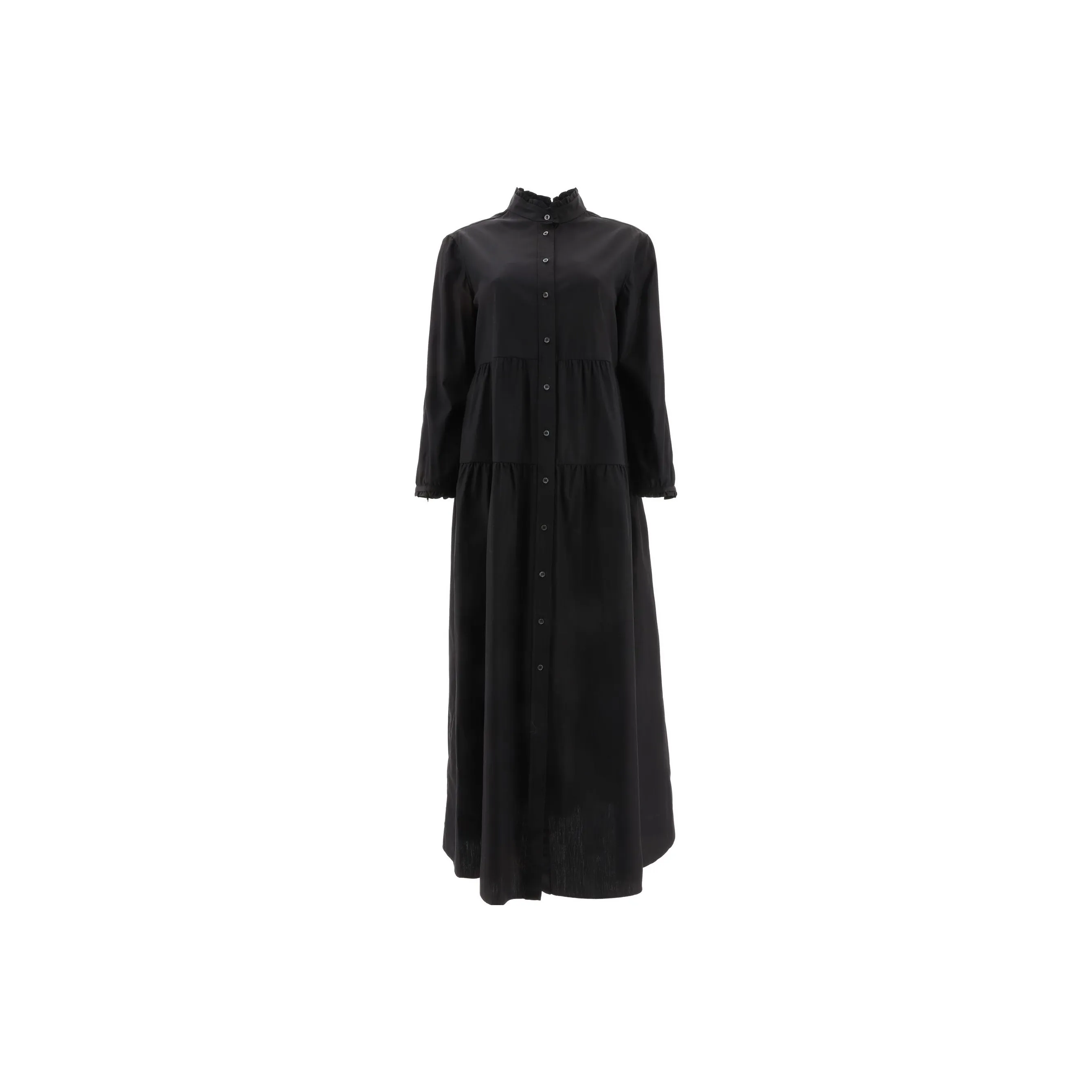 ASPESI Frill Detailed Midi Poplin Dress