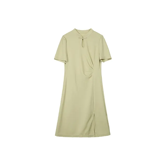Still Quiet Короткий рукав Платье Женское Светло-травяной зеленый