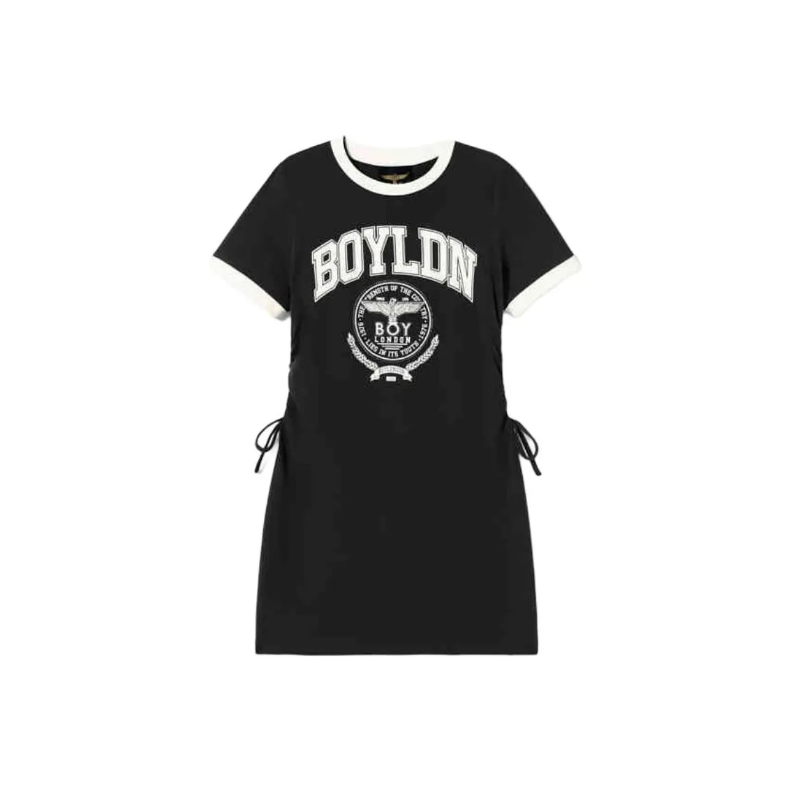 Boy London Короткий рукав Платье Женское Черное Бежевый Белый