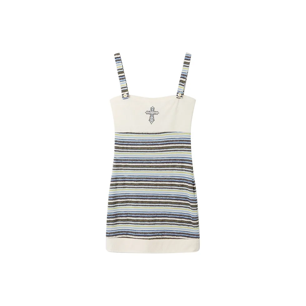 ANDREA MARTIN Slip Dress Women's Beige Blue