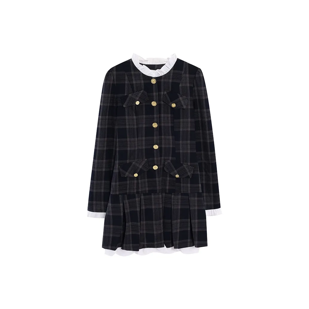 DEDY Длинное платье с длинными рукавами женское темно-синий