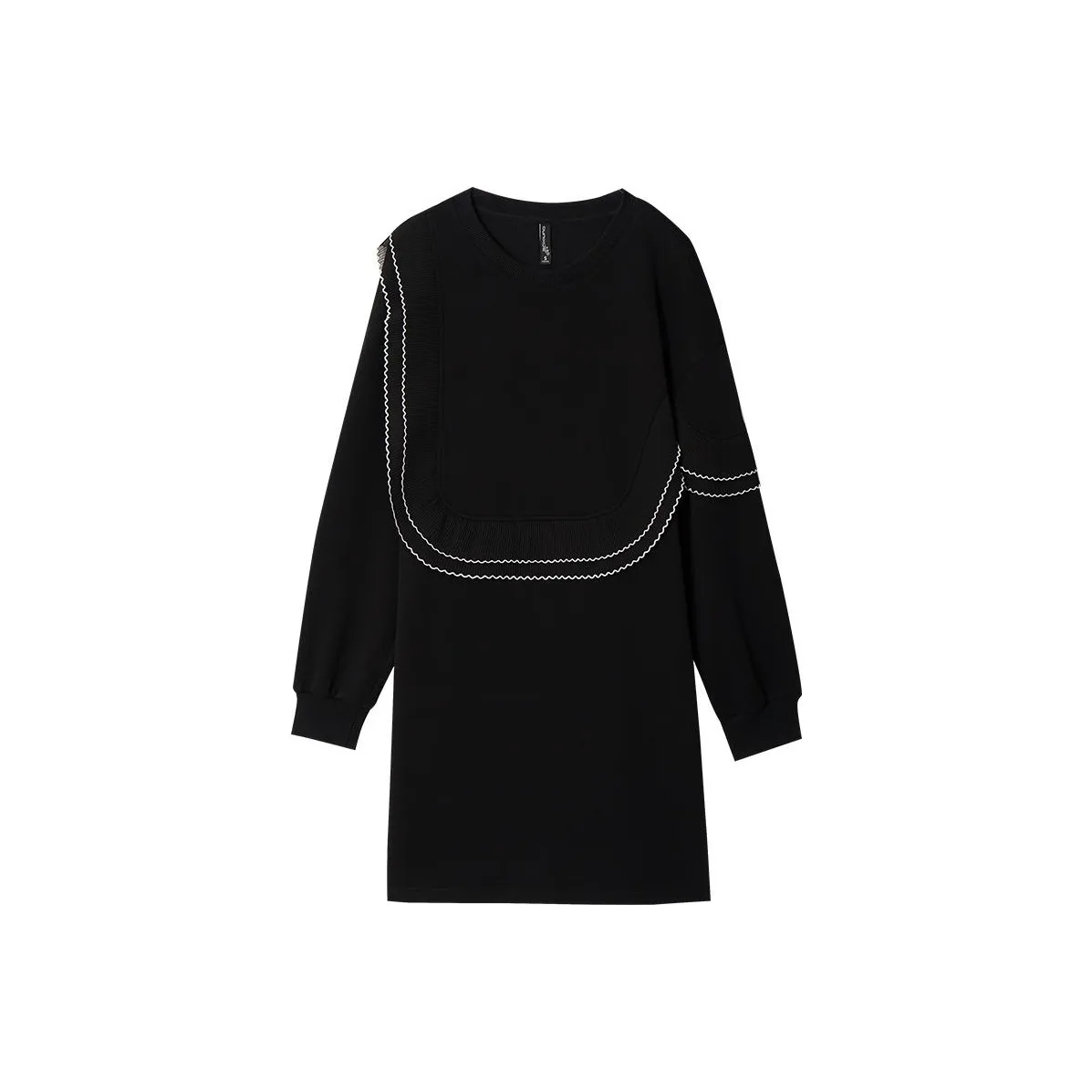 OUNIXUE Черное Женское Длинное Платье с Рукавами