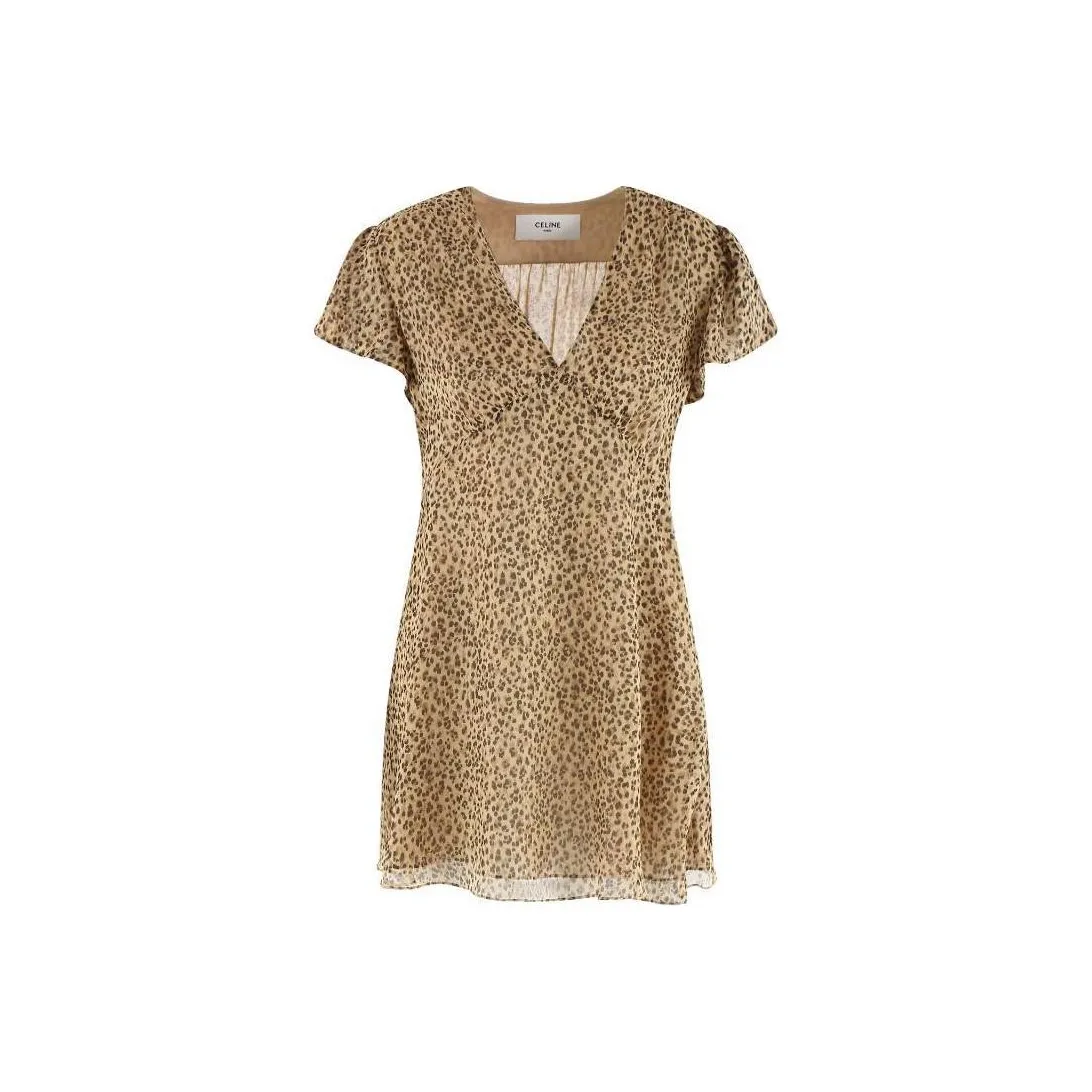 CELINE Leopard Print Mini Dress