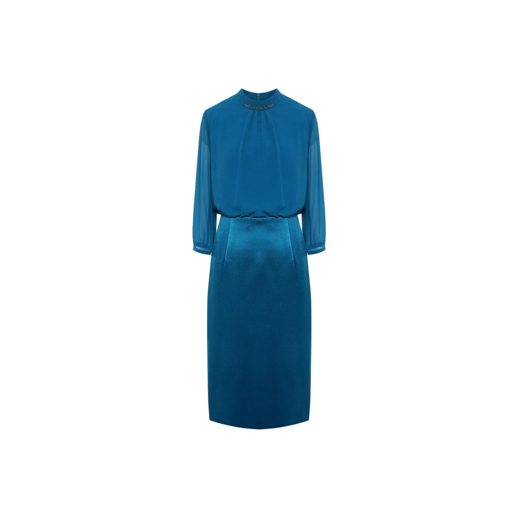 BBLLUUEE Короткий рукав Платье Женское Отражающий Морской синий