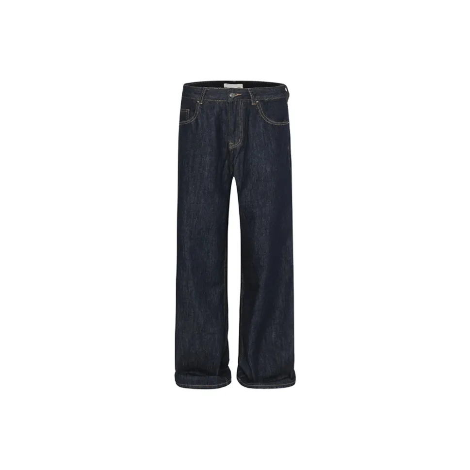 YOOTDS Все Season Все Джинсы Loose Fit Unisex Темно-синий