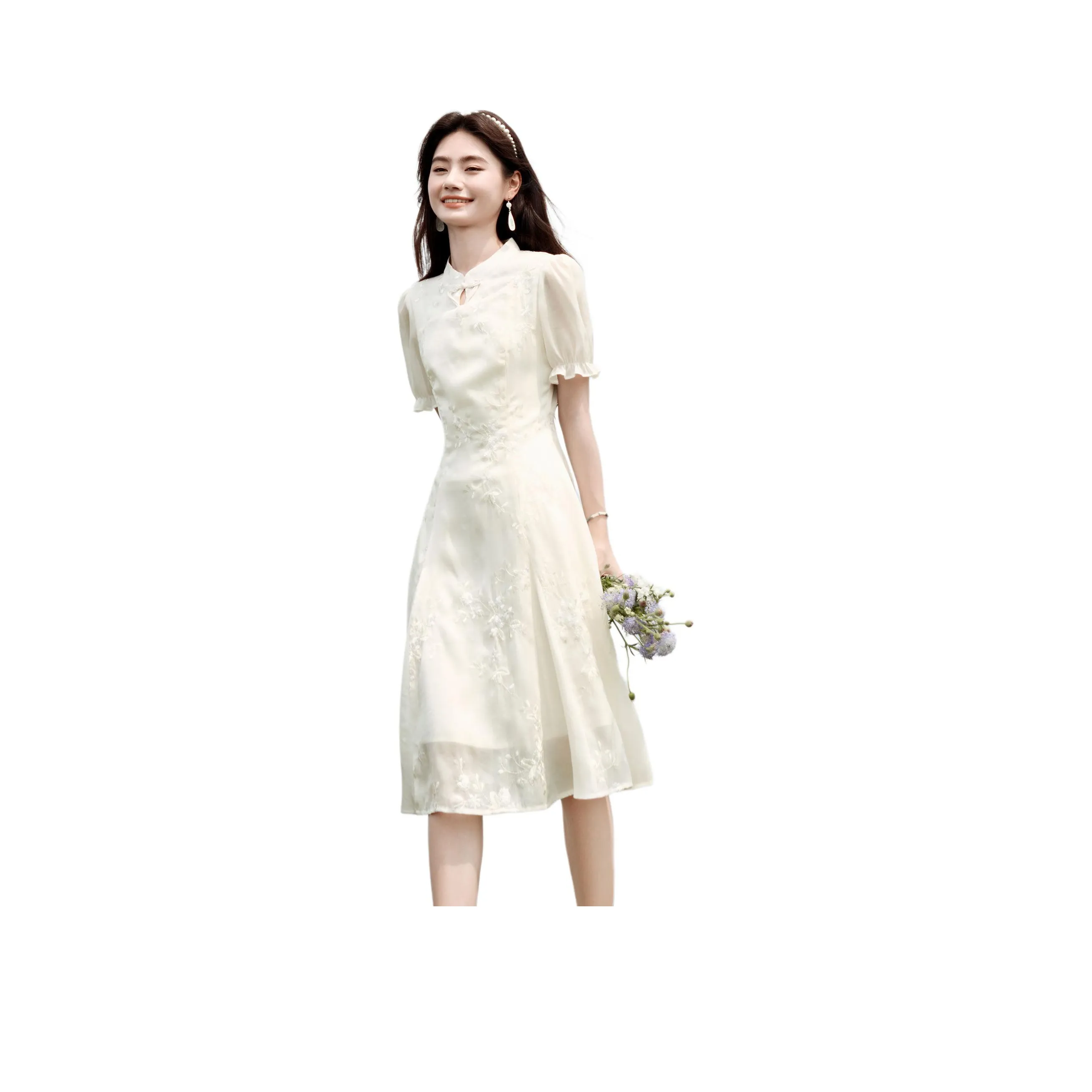 A Paradise For Awakening Short Sleeved Dress Women's Beige