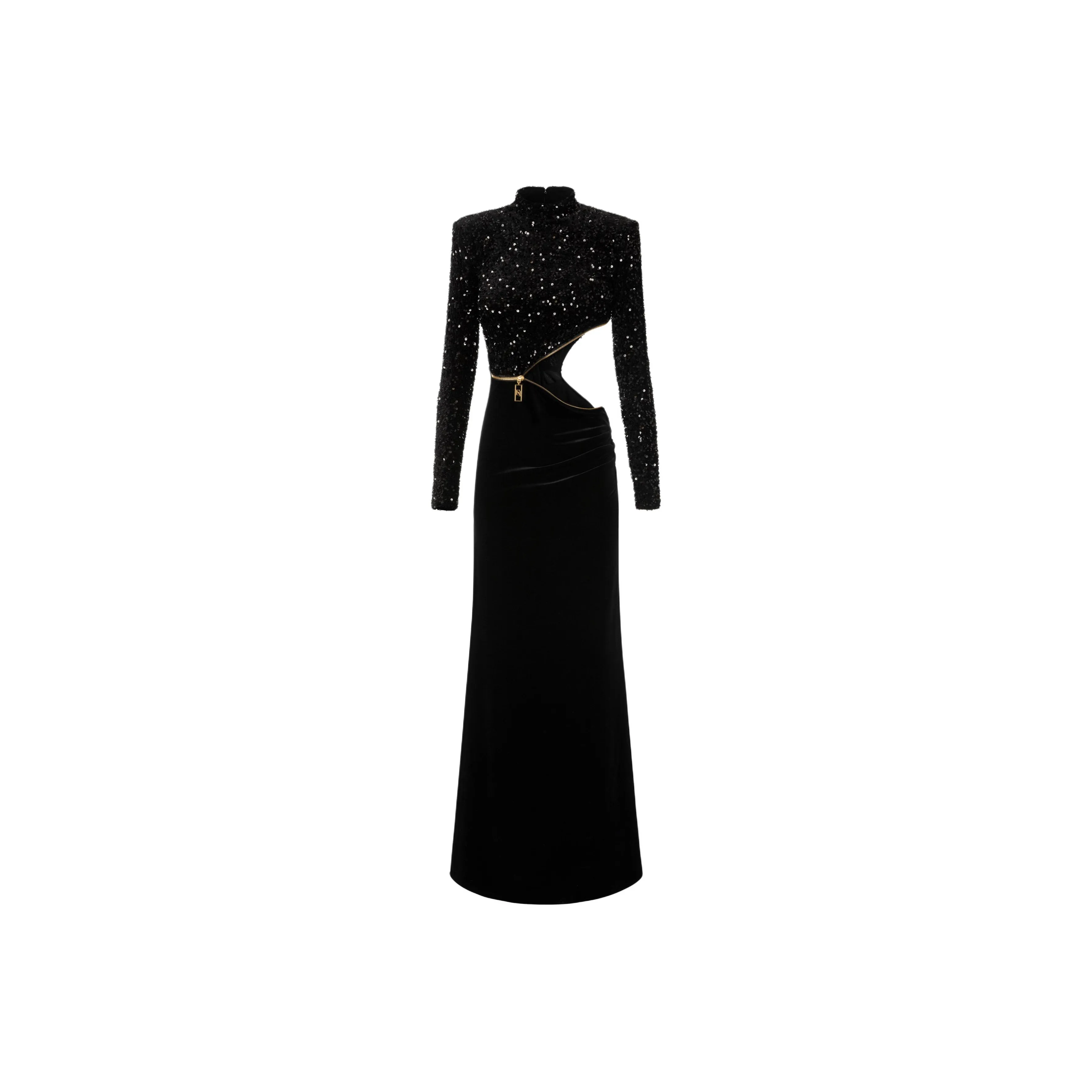 Elisabetta Franchi Sequin-Embroidered Chenille Cut-Out Dress