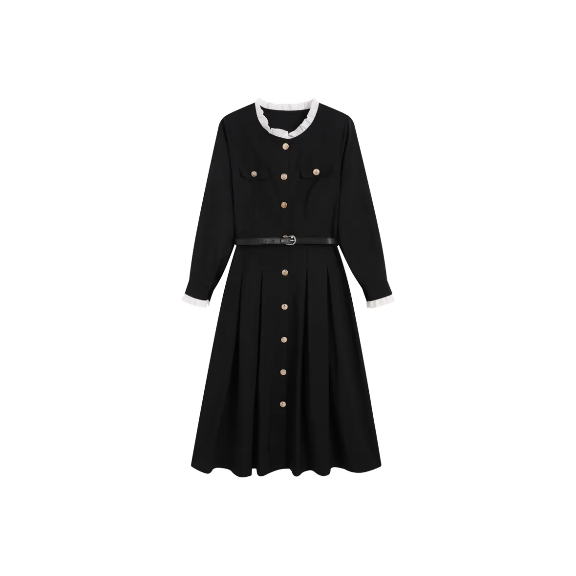 Incolore Длинное платье с длинными рукавами женское черное