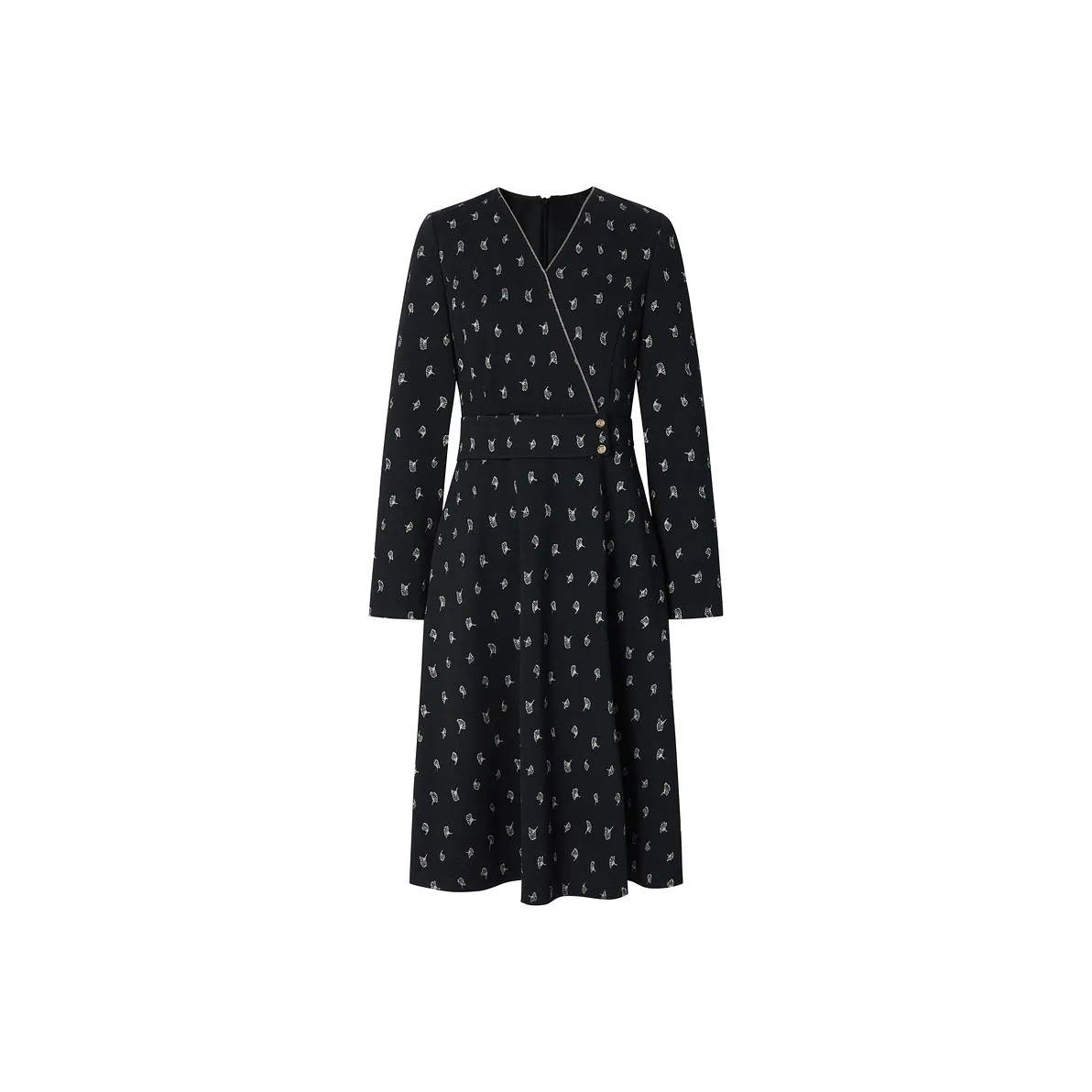 JZ Juzui Длинное платье с длинными рукавами женский цветочный дизайн темно-синий