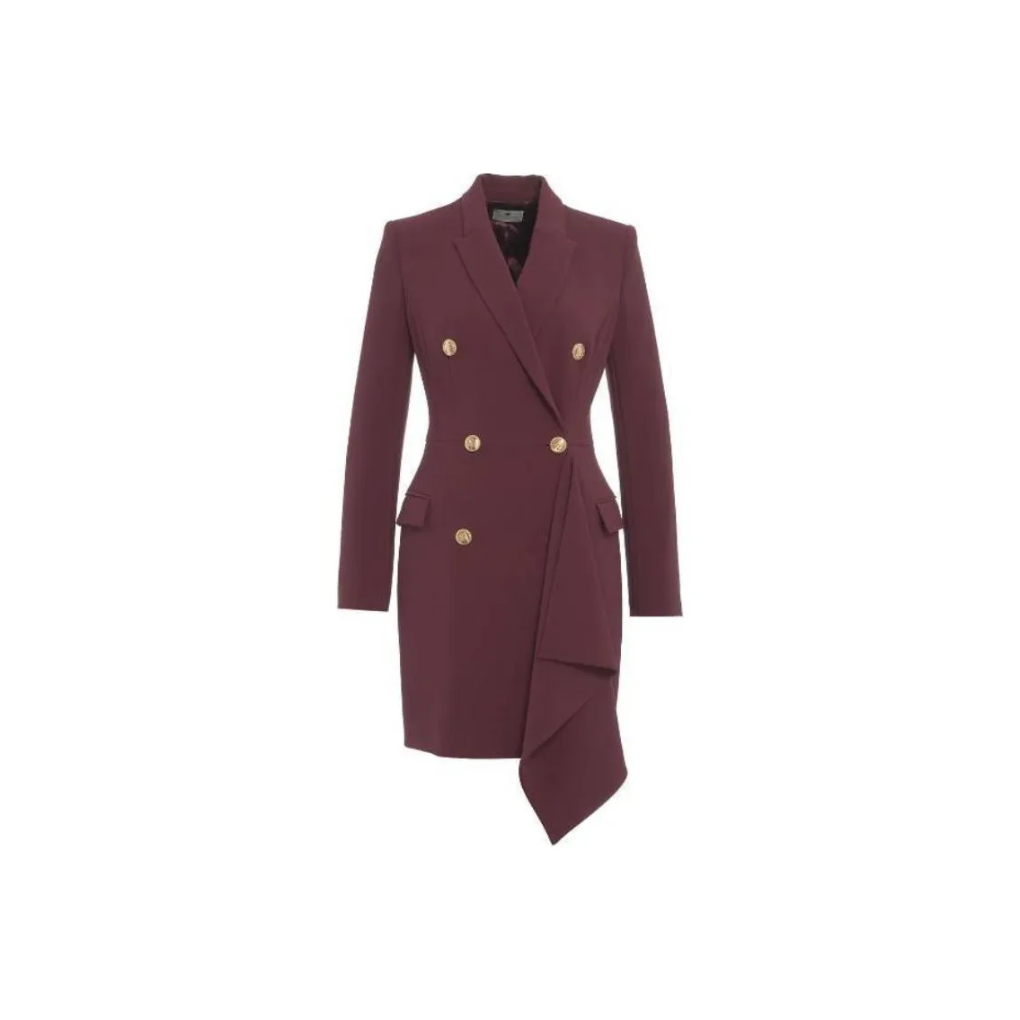 Elisabetta Franchi Double Breasted Ruffled Coat Dress