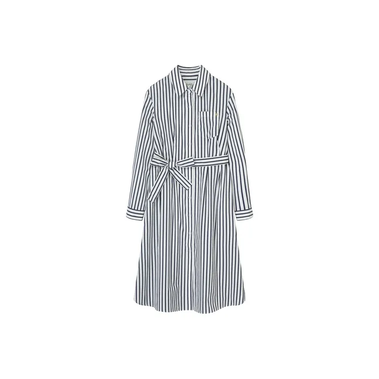 E.land Длинное платье с длинными рукавами женское темно-синий