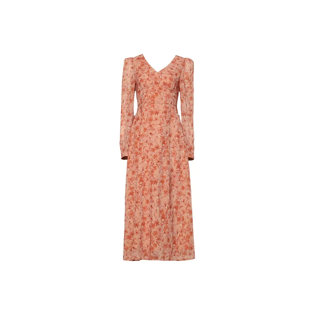 DPLAY Long Sleeved Dress Women's Orange Rose Manor