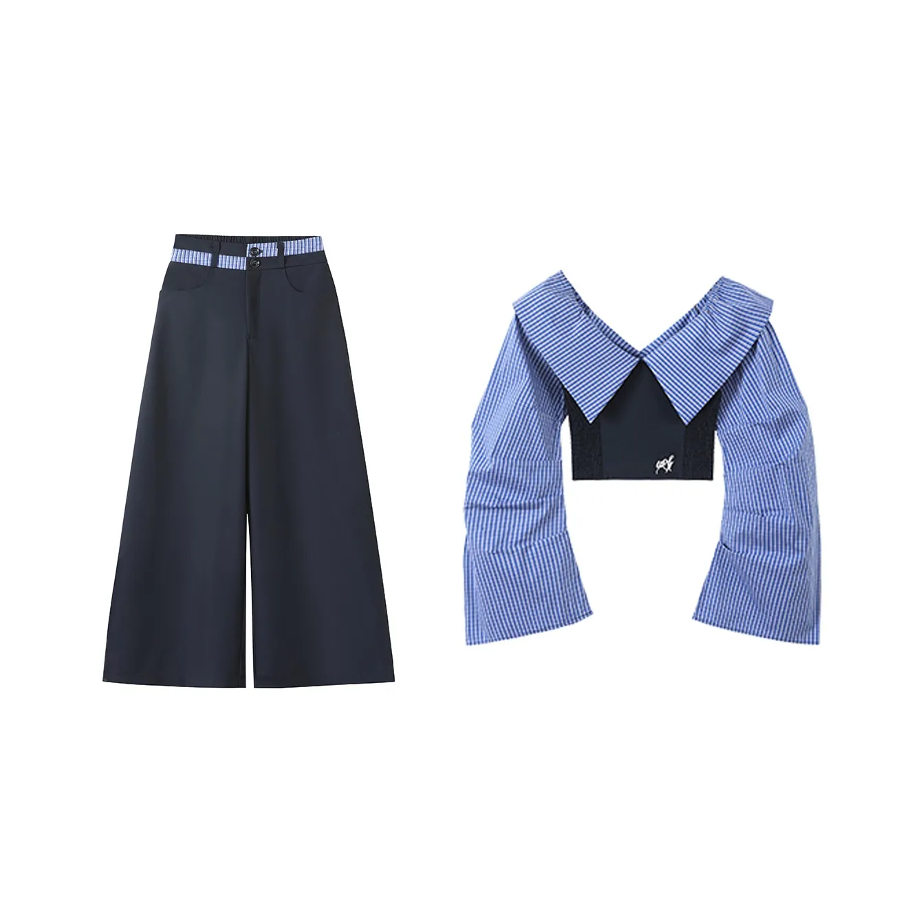 TIBINB Рубашка Комплект Женский Темно-Синий