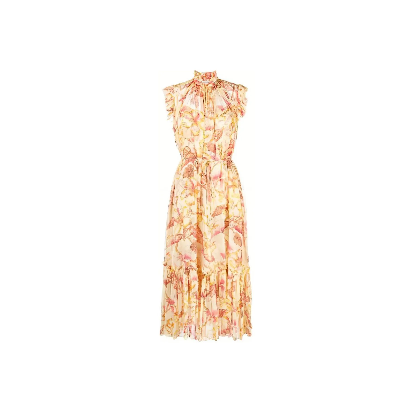 Zimmermann Crinkled Finish Floral Print Midi Dress