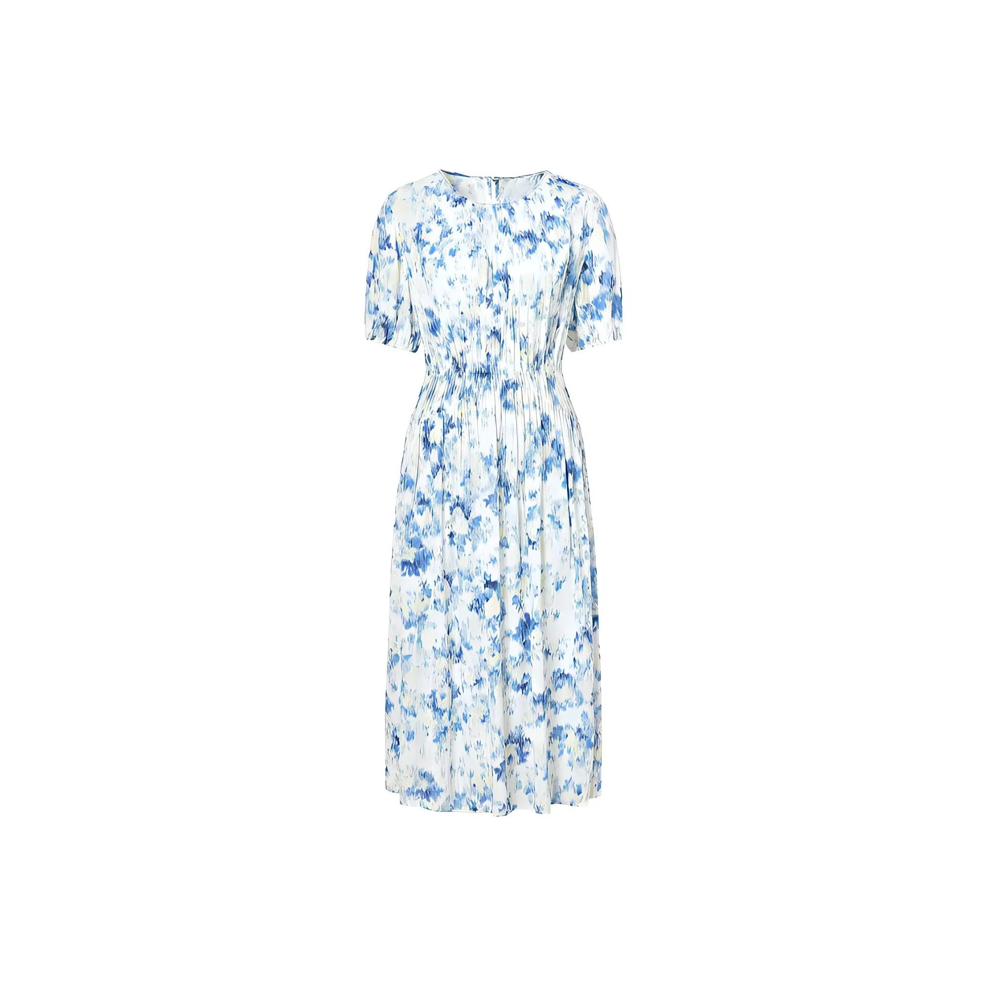 JZ Juzui Short Sleeved Dress Women's Pattern Blue