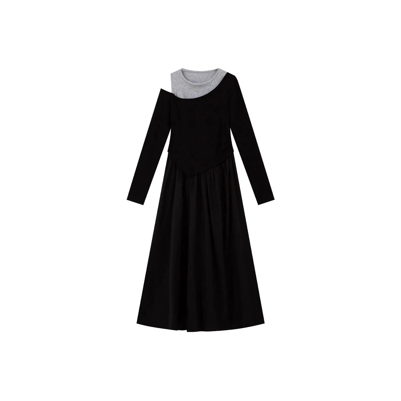 VIMLY Длинное платье с длинными рукавами женское черное