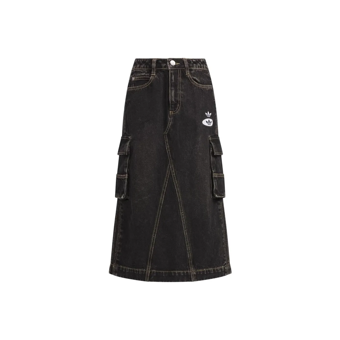 Adidas Originals Denim Long Skirts Women's Black