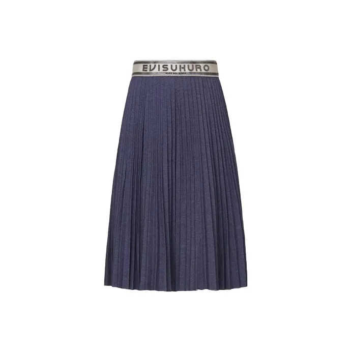 EVISU Casual Long Skirt Women's Heather Gray Blue