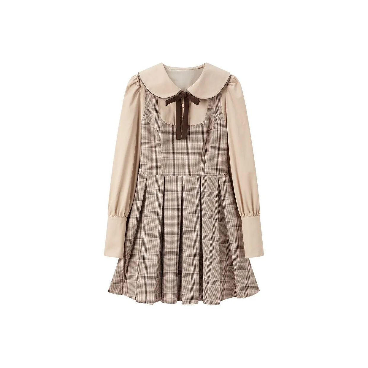 LEDIN Длинный рукав Платье Женское Унисекс Клетка