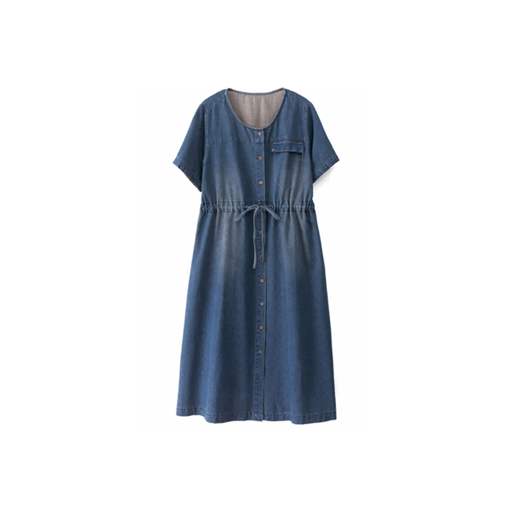 Mula Короткий рукав Платье Женское Джинсовый синий