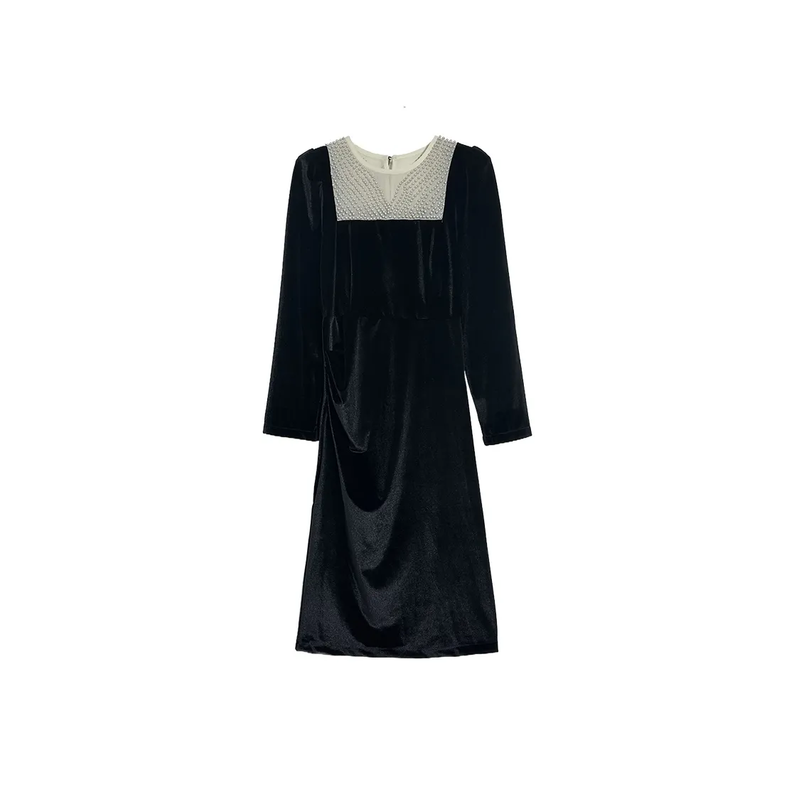 Icicofficial Черное Женское Длинное Платье с Рукавами