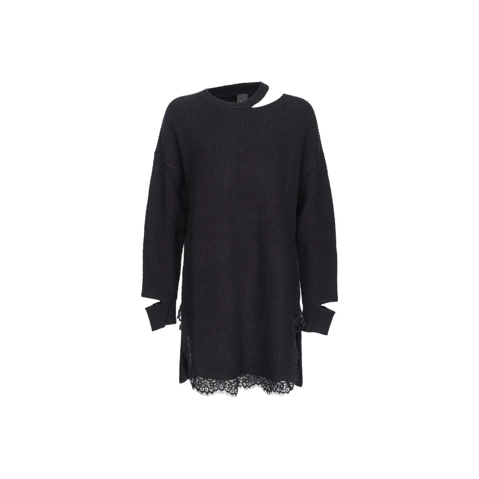 PINKO SS24 Длинное платье с длинным рукавом женское черное