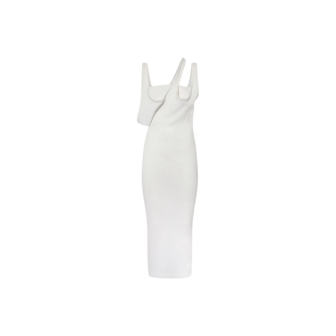 The Attico Ribbed Asymmetric Midi Dress