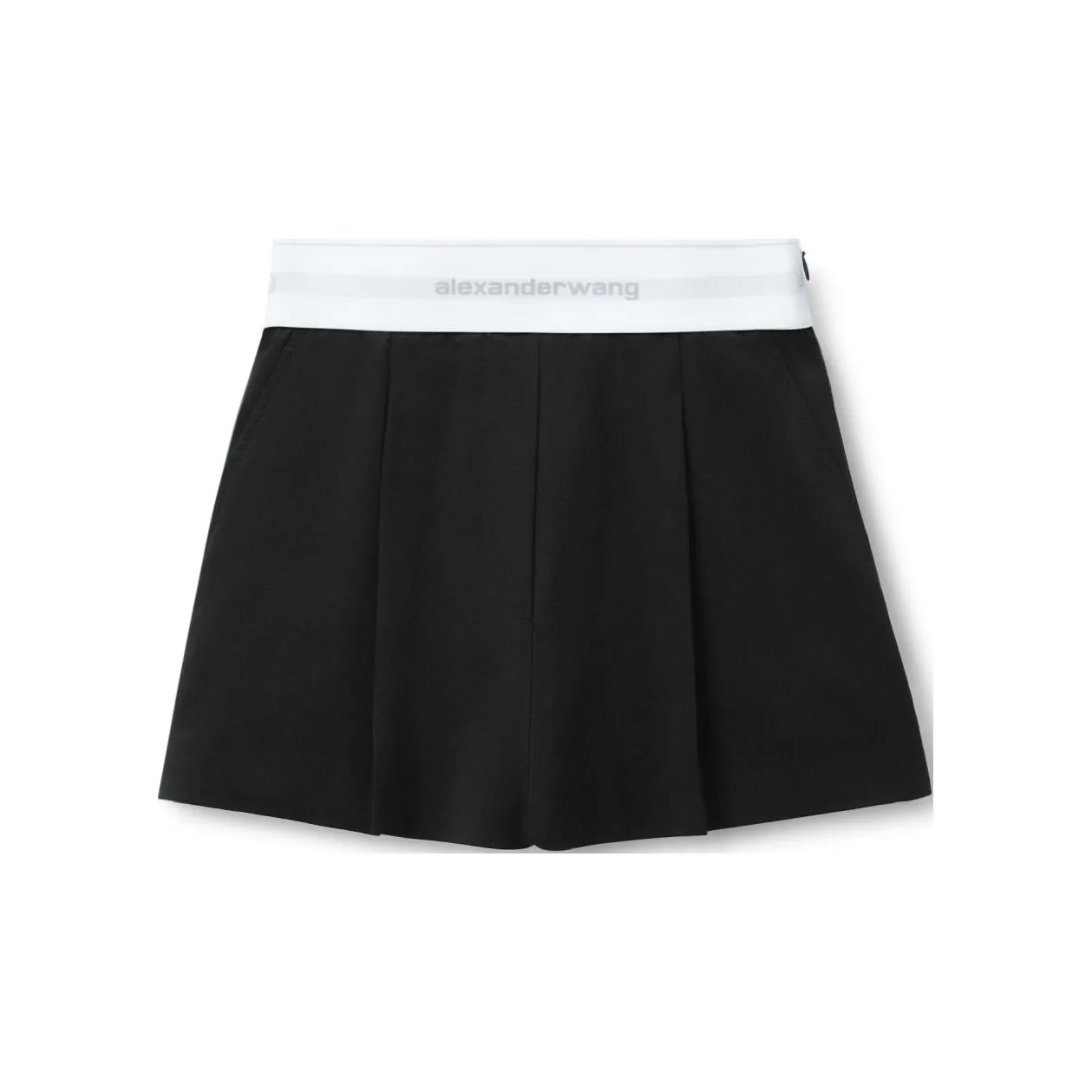 Alexander Wang High Waisted Pleated Logo Elastic Short Black