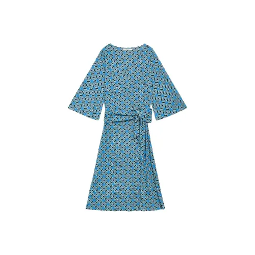 MALIPARMI Blue Женские Длинные Платья с Рукавами