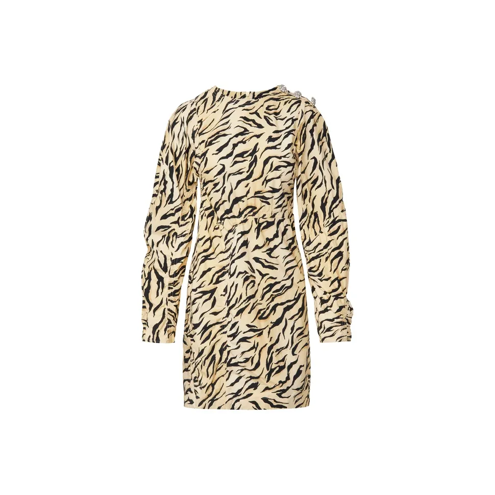 MOCO Длинное платье с длинными рукавами женское двухтонное с принтом тигра