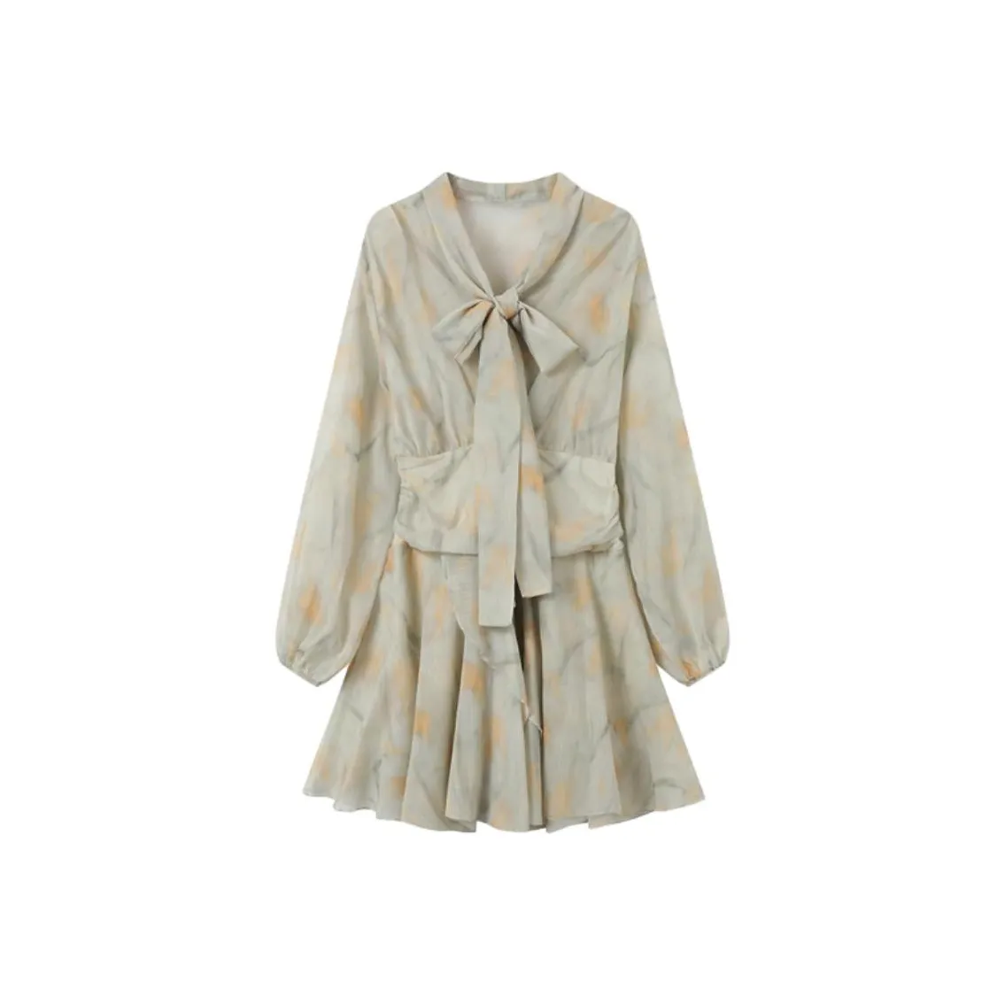 GULIANFEI Длинное платье с длинными рукавами женское травяной зеленый