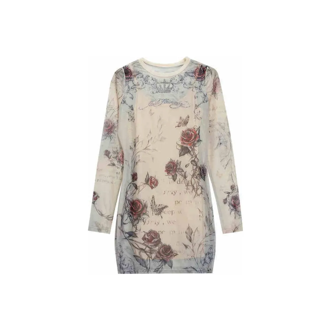 Ed Hardy FW24 Длинное платье с длинными рукавами женское многоцветное