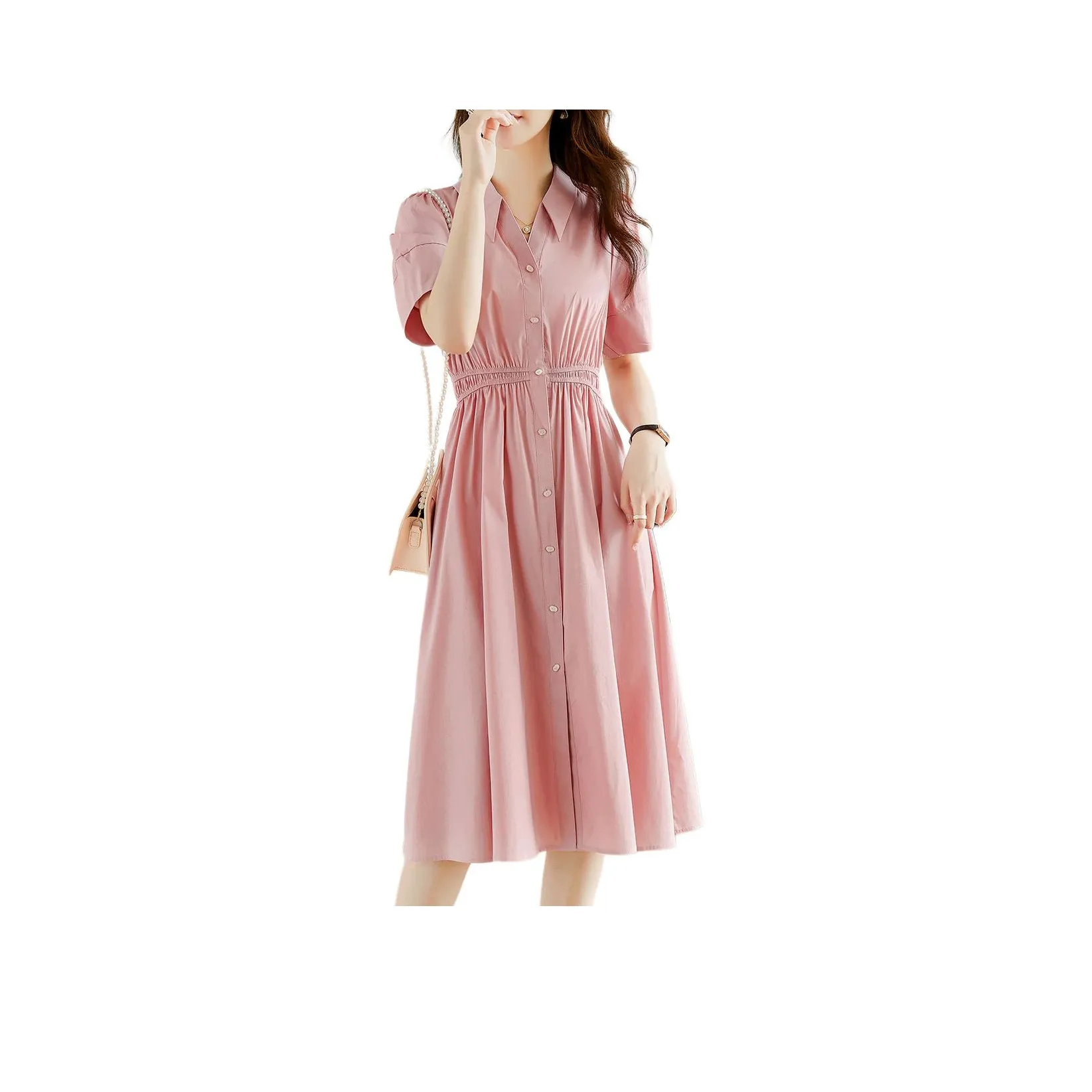 Like The Age Of Water Короткий рукав Платье Женское Розовое