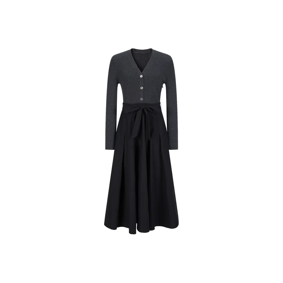 JZ. ANNAKRO Длинное платье с длинными рукавами женское светло-серое