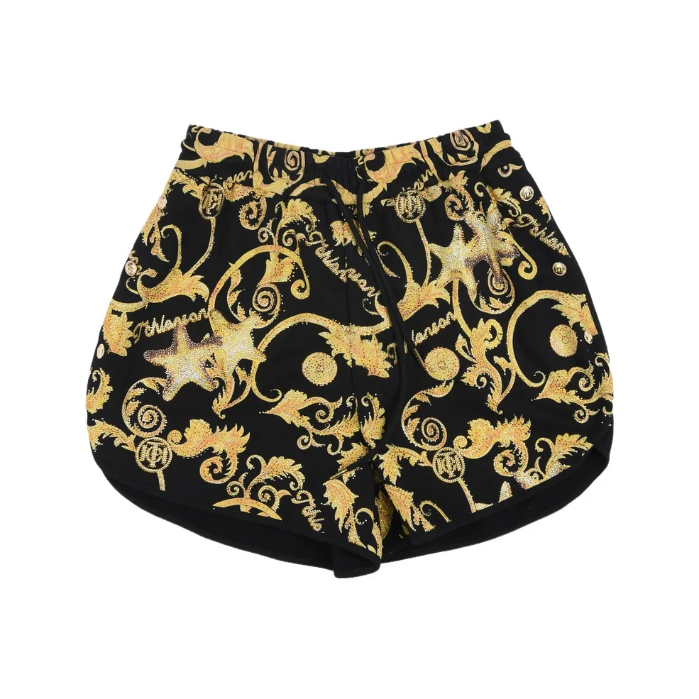 TCH Повседневные шорты Женские Черная основа с золотым логотипом