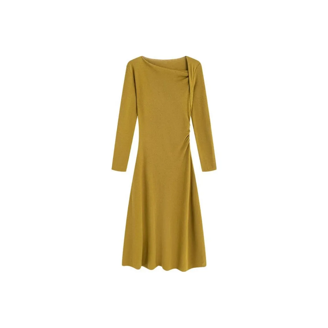MOSIIMORII Длинное платье с длинными рукавами женское горчично-желтый