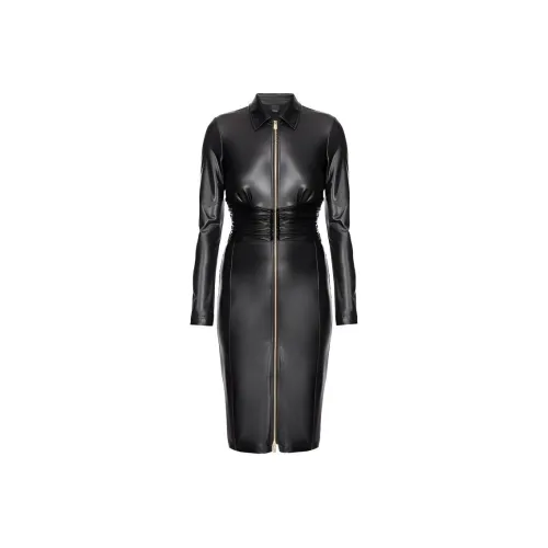 PINKO Черное Женское Длинное Платье с Рукавами