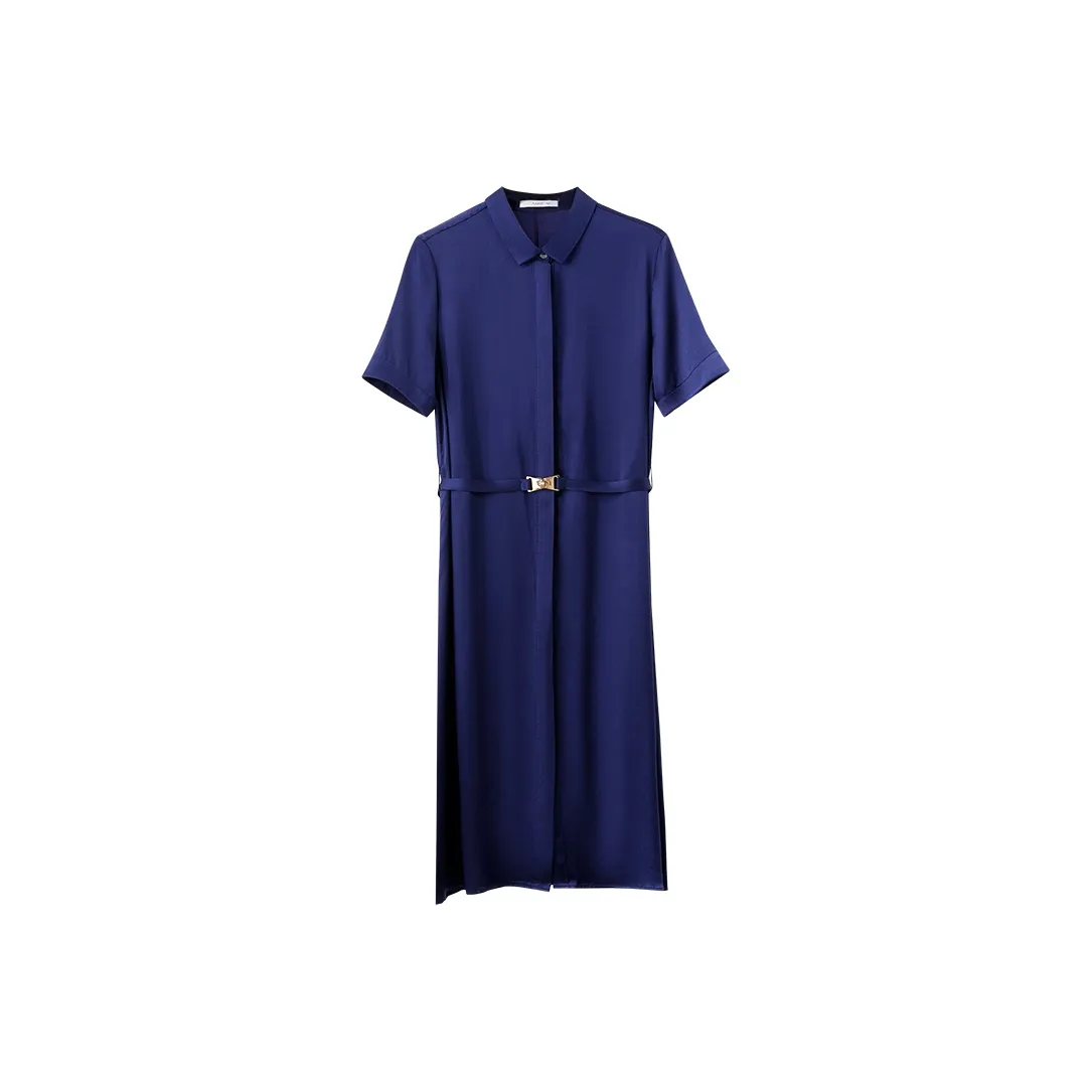 AMII SS24 Короткое платье с короткими рукавами женское темно-королевский синий